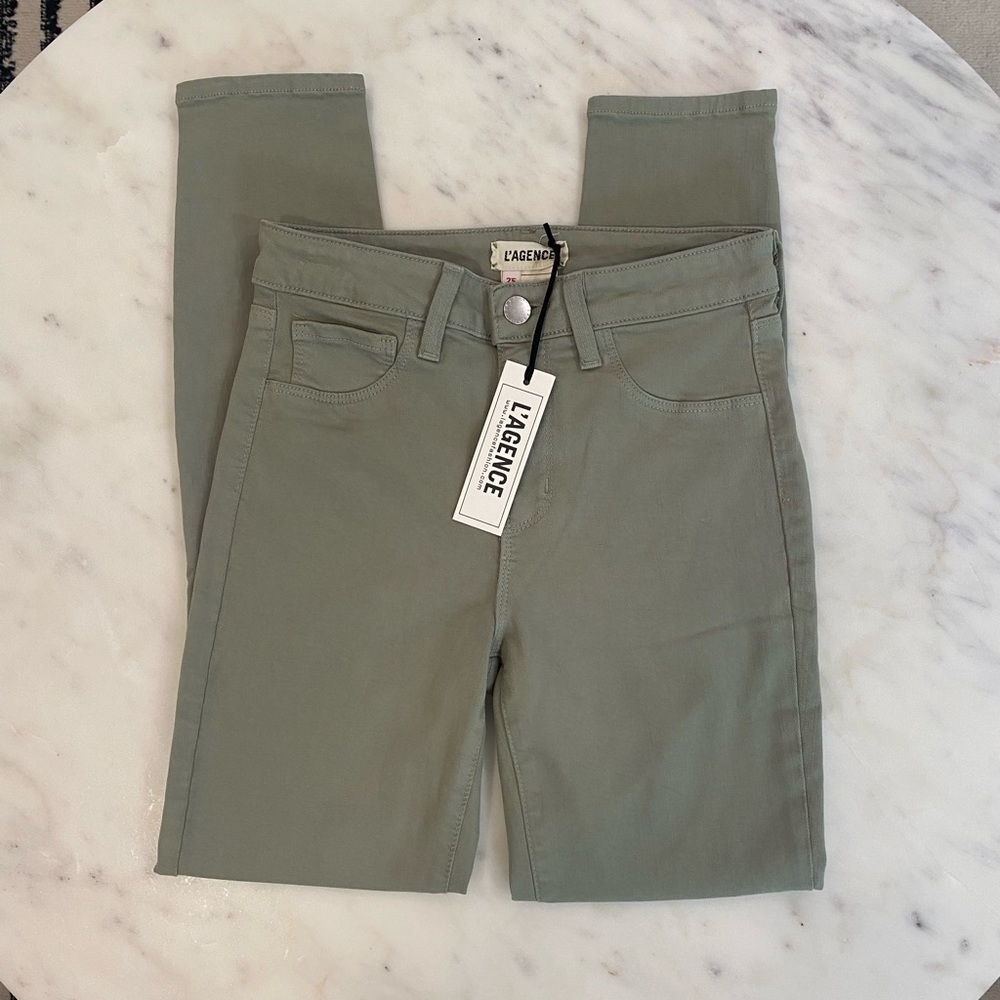 L’Agence Margot High Rise Skinny Jeans in Seagrass Green sz 25 inseam 26” NEW